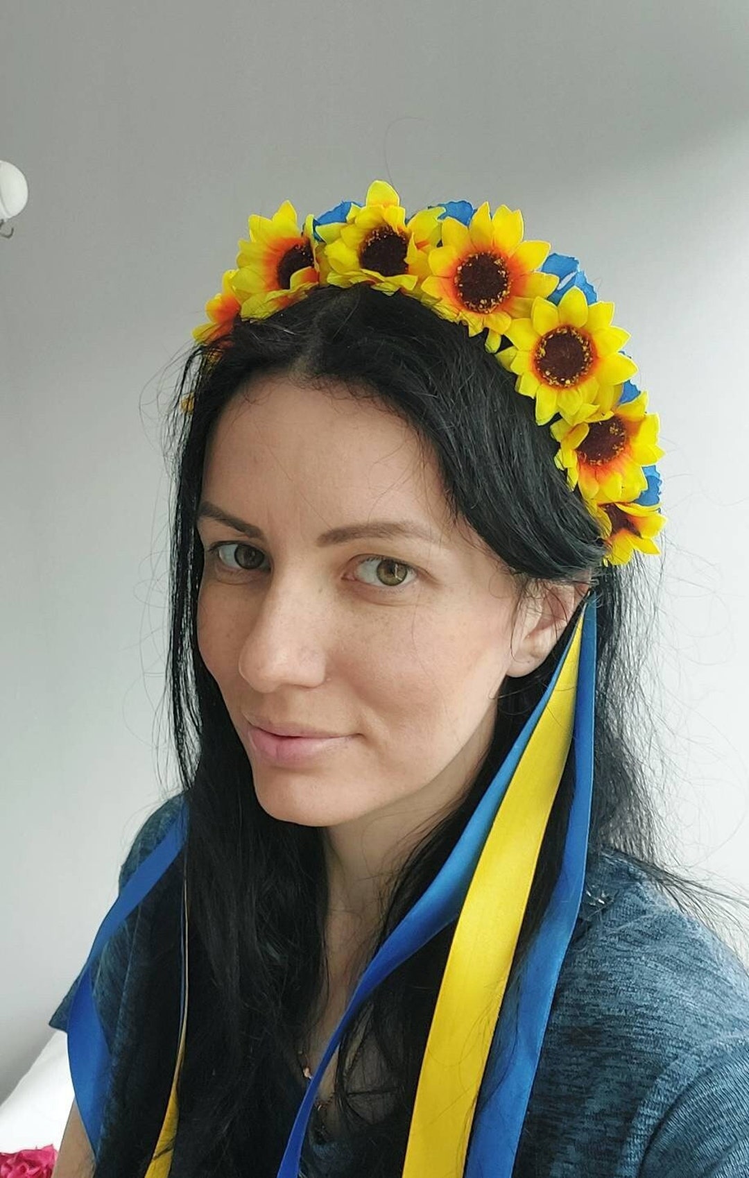 Ukrainian Double Cornflower and Sunflowers With Yellow and Etsy