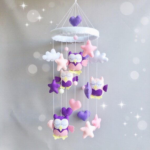 purple crib mobile