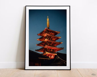 Stampa artistica da parete / Poster decorativo di Tokyo / Tempio Senso-Jo Giappone / Stampa artistica da parete / Poster da viaggio regalo / Regalo per viaggiatori / Arte murale di Tokyo