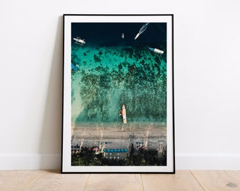 Stampa della spiaggia di Gili Trawangan / Poster da parete Indonesia / Decorazione da viaggio in Asia / Regalo di Lombok / Stampa da parete con paesaggi