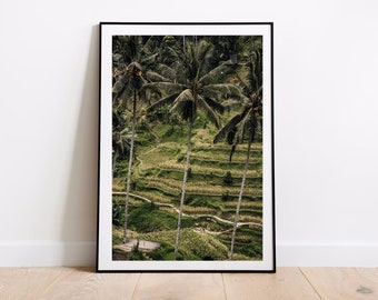 Terrazza di riso di Tegalalang / Stampa artistica da parete di Ubud / Poster di viaggio di Bali / Regalo di paesaggi / Decorazione da parete / Arte asiatica