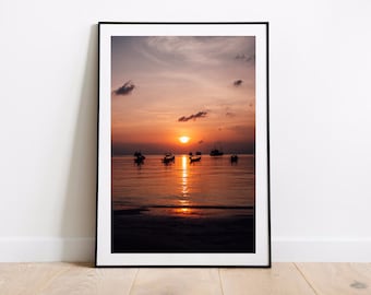 Stampa artistica da parete Asia / Stampa artistica da parete Koh Tao Sairee Beach Sunset / Poster di viaggio in Thailandia / Regalo di paesaggi / Decorazione da parete Asia
