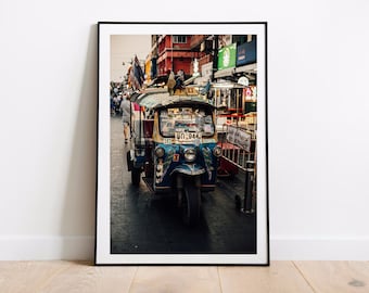 Koh San Road Blue TukTuk (THAILANDIA), stampa (Wall Art Asia Travel Poster Regalo per paesaggi Wall Art Gift Wall Art Asia Print Wall Décor Poster)