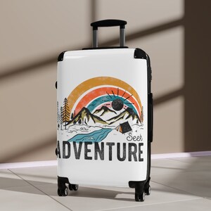 Adventure Travel Suitcase, Gift for Traveler, Airplane Luggage, Carry on Suitcase, Hard Shell Luggage for Tavel, Personalied Luggage