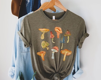 Dark Cottagecore Pilz Shirt, Dark Academia Shirt, Botanisches Shirt, Cottagecore Geschenk für Frauen, Goblincore Kleidung, Fairycore Tee