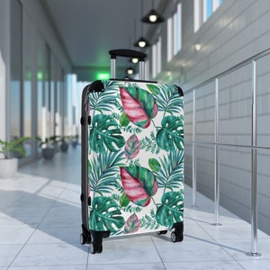 Tropical Travel Suitcase, Gift for Traveler, Airplane Luggage, Carry on Suitcase, Hard Shell Luggage for Tavel, Personalied Luggage
