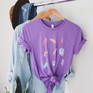 Witch Feather T-shirt, Summer vibes, Cottagecore clothes, Aesthetic Attire, Botanical Goblincore Shirt, Fairy tail shirt