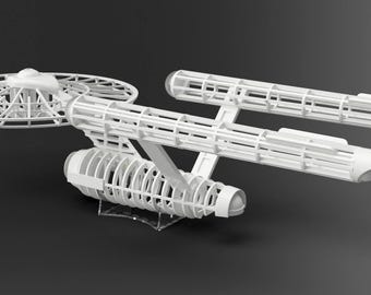 Fichiers numériques du modèle structurel Star Trek Enterprise pour imprimante 3D et découpeuse laser. Échelle 1/350. 32,4 po. de long, diamètre de la soucoupe 14,3 po.