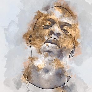 Jay-Z JayZ, Hip Hop Art Print, Rapper Poster, Hip Hop Fan Decor Watercolor Contemporary Abstract Drawing Print, Man Cave