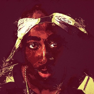 Tupac Hip Hop Artist, Hip Hop Art Print, Rapper Poster, Wall Decor, Watercolor Contemporary Abstract Drawing Print, Man Cave