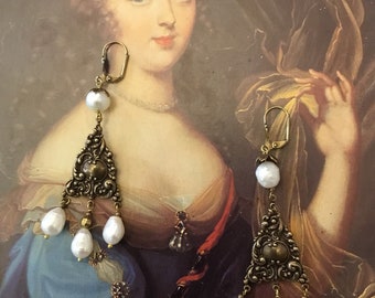 Boucles d'oreilles en laiton perles baroques