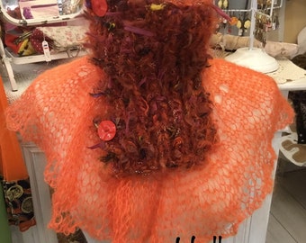 Col en laine fantaisie et mohair " halloween "