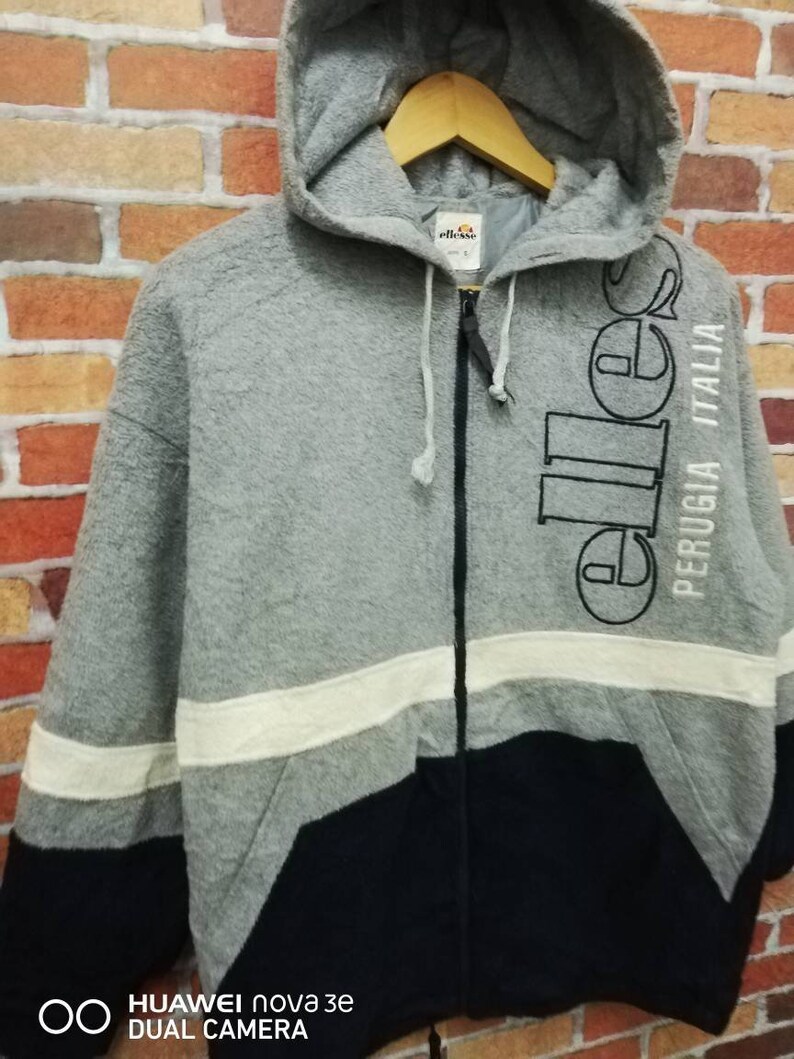 Vintage ellese big spell out logo fleece hoodie sweatshirt zipper uo