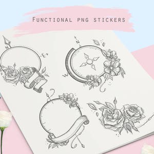 Hand drawn wreath clipart Floral laurel graphics Digital wreath Goodnotes stickers Hand painted flowers Functional Floral border Printable