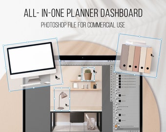 Digital planner for Commercial use Planner dashboard All-in-One PSD file Commercial use Graphics Planner Template DIY digital journal