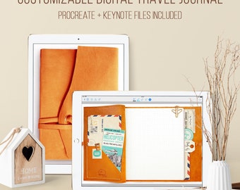 Customizable Digital travel journal Custom travel diary Keynote template Trip planner Personalized travel notebook Dotted Bullet journal