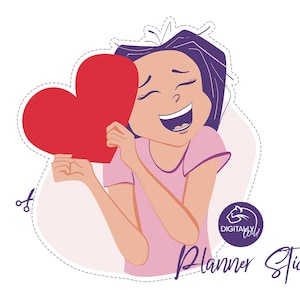 Autocollants Love Happy Mood Planner Autocollant coeur imprimable Avec amour Autocollants numériques pour Goodnotes Emotion autocollants Kikki k planner