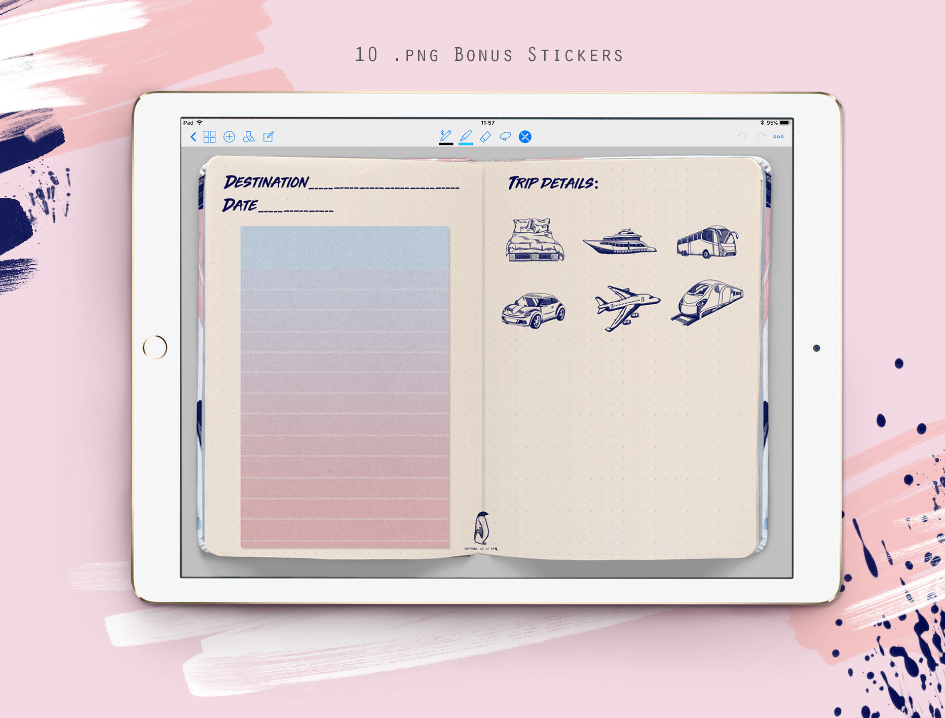 Digital bullet journal for Goodnotes Ipad Travel diary Digital Etsy