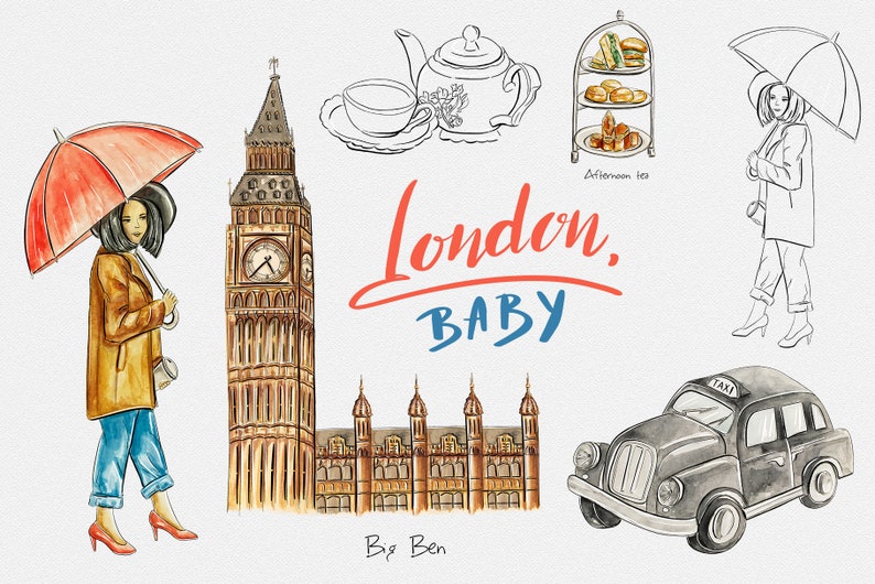 london sticker pack for travel journal or planner