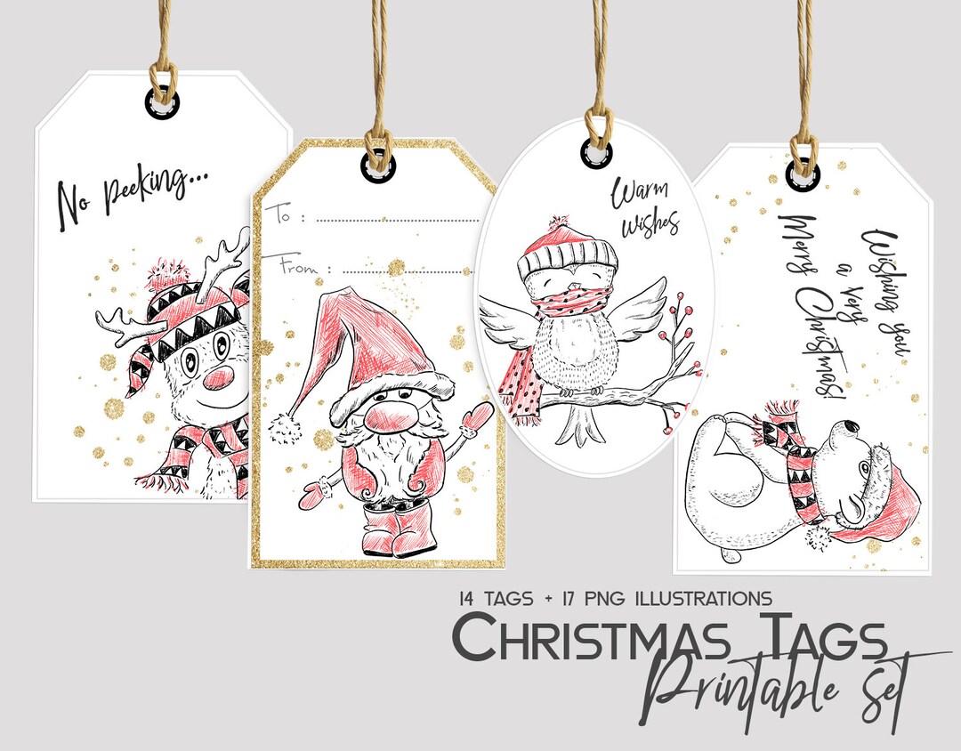 Christmas Gift Tags Printable Personalized Holiday Tags DIY Cards ...