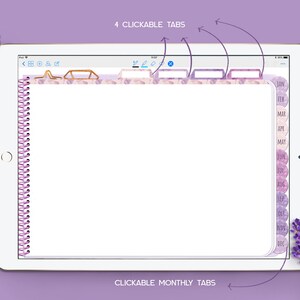 Digital planner for Goodnotes with Bonus stickers Custom Undated iPad planner with Weekly Monthly spread Daily page Project planner image 8