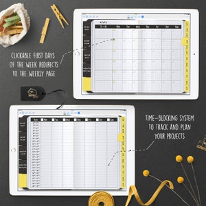 Digital Project planner Time blocking Weekly & Monthly planner Goal Business planner Daily hourly planner Undated Productivity notebook image 5