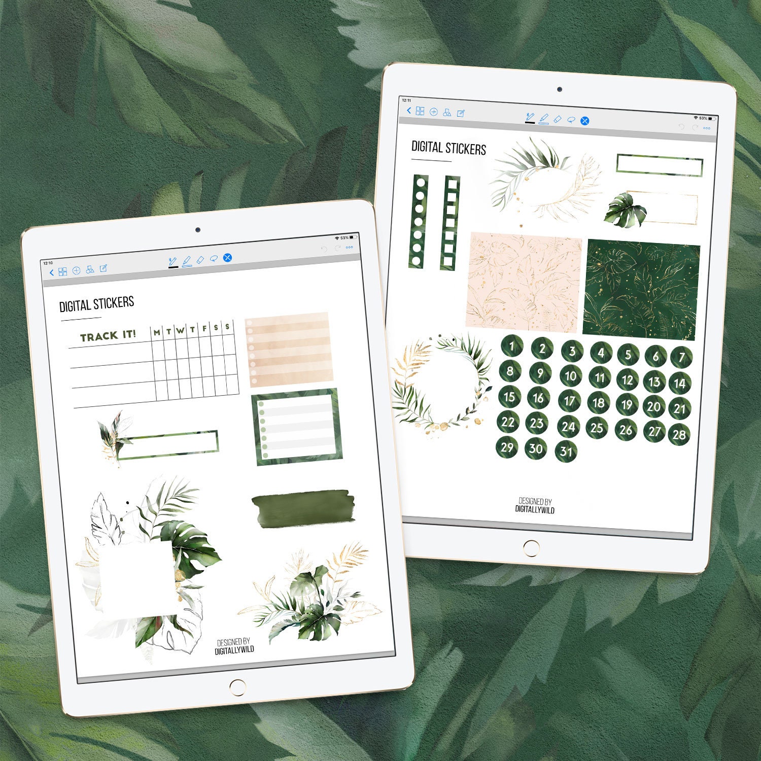 Digital Stickers Planner Sticker Pack Tropical Sticker Set 46 PNG ...