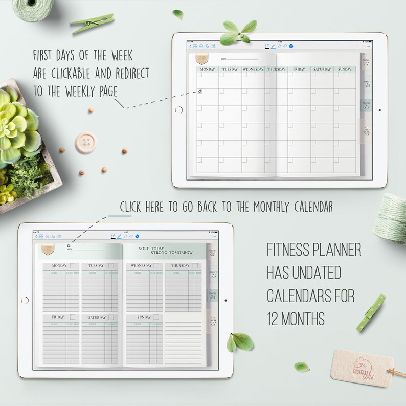 Wellness Digital planner Fitness & Meal planner Mental Health | Etsy