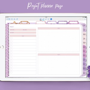 Digital planner for Goodnotes with Bonus stickers Custom Undated iPad planner with Weekly Monthly spread Daily page Project planner image 7