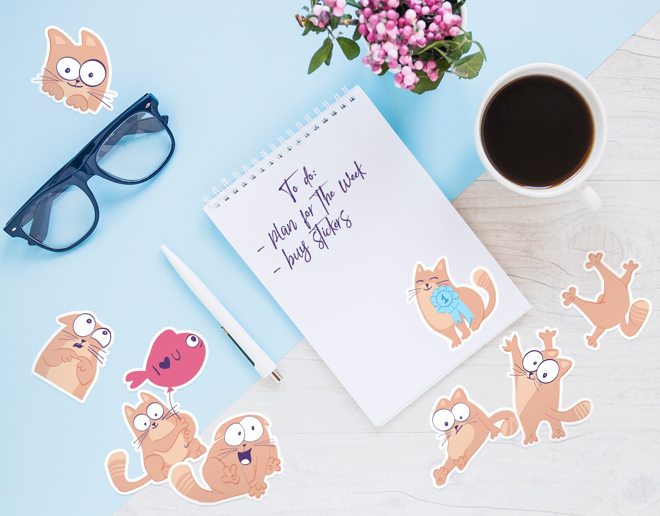 Fun Sticker Cat Leader Funny Cat Stickers Printable Sticker Pack Planner Stickers Goodnotes ...