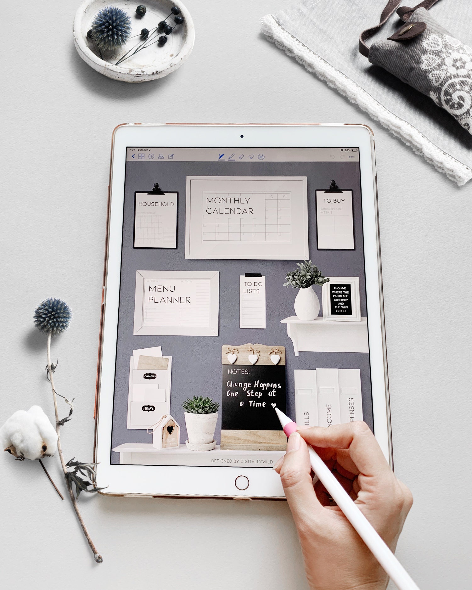 Home Organization Monthly Digital Planner Meal Planner Menu Board Budget Financial Planner to Do ...