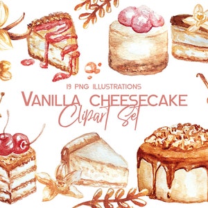 Vanilla Cake Digital clipart Autumn clipart Digital stickers Scrapbooking Fall cakes Watercolor flowers leaves Printable Food clipart