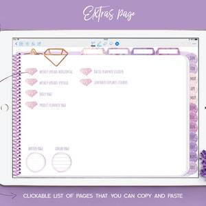 Digital planner for Goodnotes with Bonus stickers Custom Undated iPad planner with Weekly Monthly spread Daily page Project planner image 3