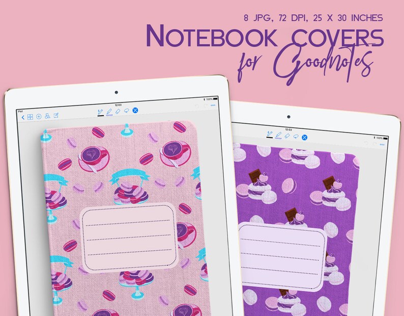 8 Notebook Covers for Goodnotes Digital Planner Binder Cover Macaroons