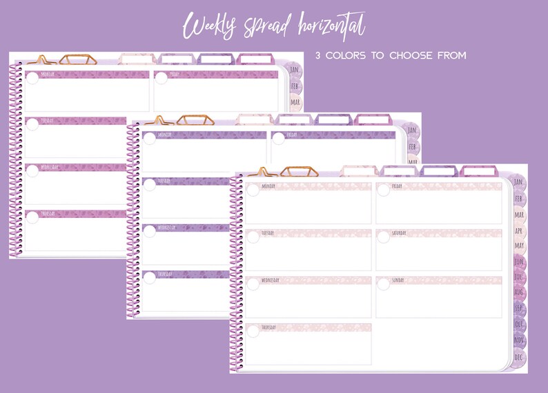 Digital planner for Goodnotes with Bonus stickers Custom Undated iPad planner with Weekly Monthly spread Daily page Project planner image 4