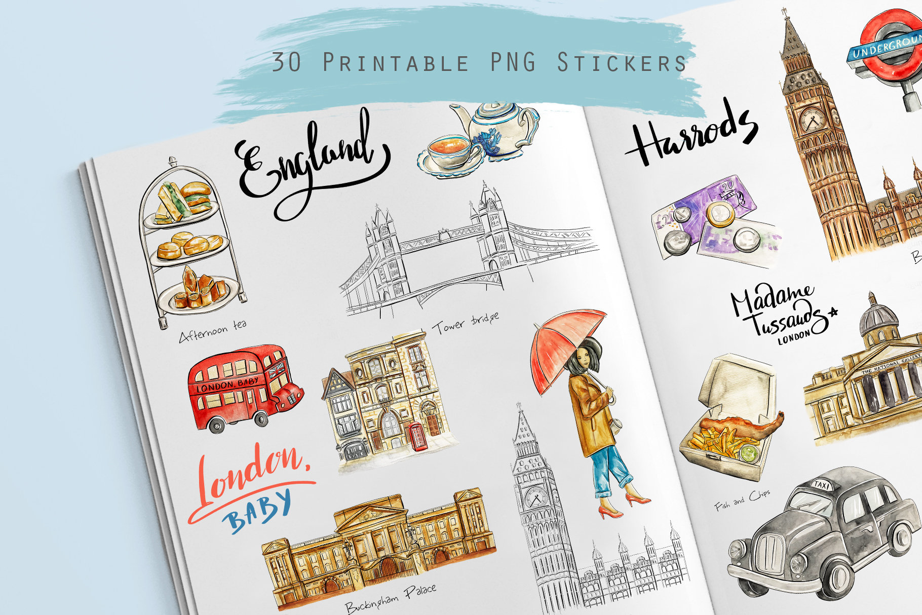 England Sticker, London Sticker, Reise Sticker, Urlaub Sticker, Sticker,  Bullet Journal Sticker, Planner Sticker, Sticker