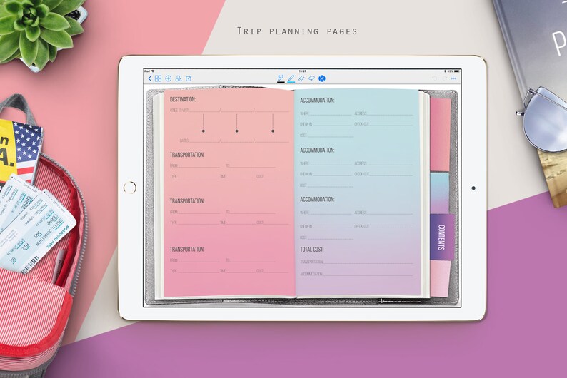 Digital Travel Planner for Goodnotes Personalized Trip Journal Etsy