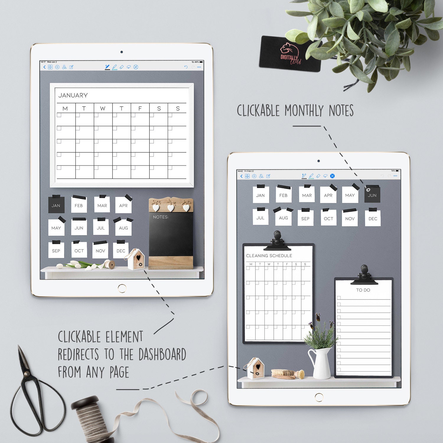Home Organization Monthly Digital Planner Meal Planner Menu Board Budget Financial Planner to Do ...