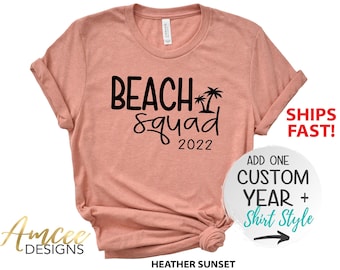 4025 - Beach Squad (+ CUSTOM Year) Palm Trees, Family vacation, Beach Trip, More styles / Totes, Tanks, Kids & Unisex Tees XS-4XL