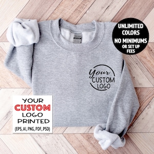 Custom Logo Sweatshirt, Totes, Personalized Logo Sweatshirt, Your Design Printed, Brand, School, Sports Team Logos / Gildan & Bella Canvas