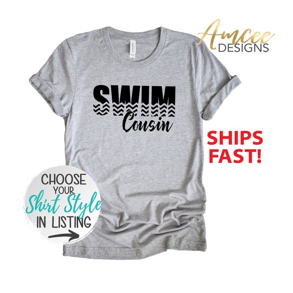 Swim Cousin, Cute Swimming T-Shirts, Chevron Print, Summer Sports, Swim Meet shirts, More Styles / Tanks, Kids, & Unisex Adult Tees XS-4XL