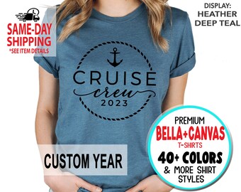 Cruise Crew + CUSTOM Year, Cruise Ship shirts, Family Vacation, Sailing Tees, Ocean Trip, More Styles/Totes,Tanks, kids & Unisex Tees XS-4XL