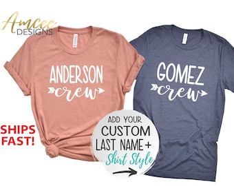 Crew Arrow + CUSTOM Last Name, Family trip shirts, Matching Group Vacation, Family Reunion, More Styles / Kids,  Tanks & Unisex Tees XS-4XL