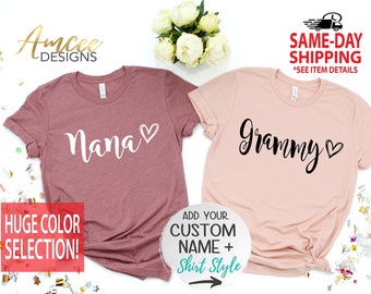 4001 - Grandma Mom (CUSTOM name) scribble heart, Personalized Shirts, Grandparent&#39;s Day, More Styles/Totes, Tanks, Kids & Unisex Tees XS-4XL