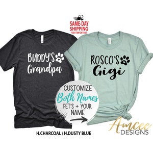 4017 - Pet's Name with Paw + Your CUSTOM Name, Custom Dog Cat Name, Grandparent's Day, More Styles / Totes, Tanks, Kids & Unisex Tees XS-4XL