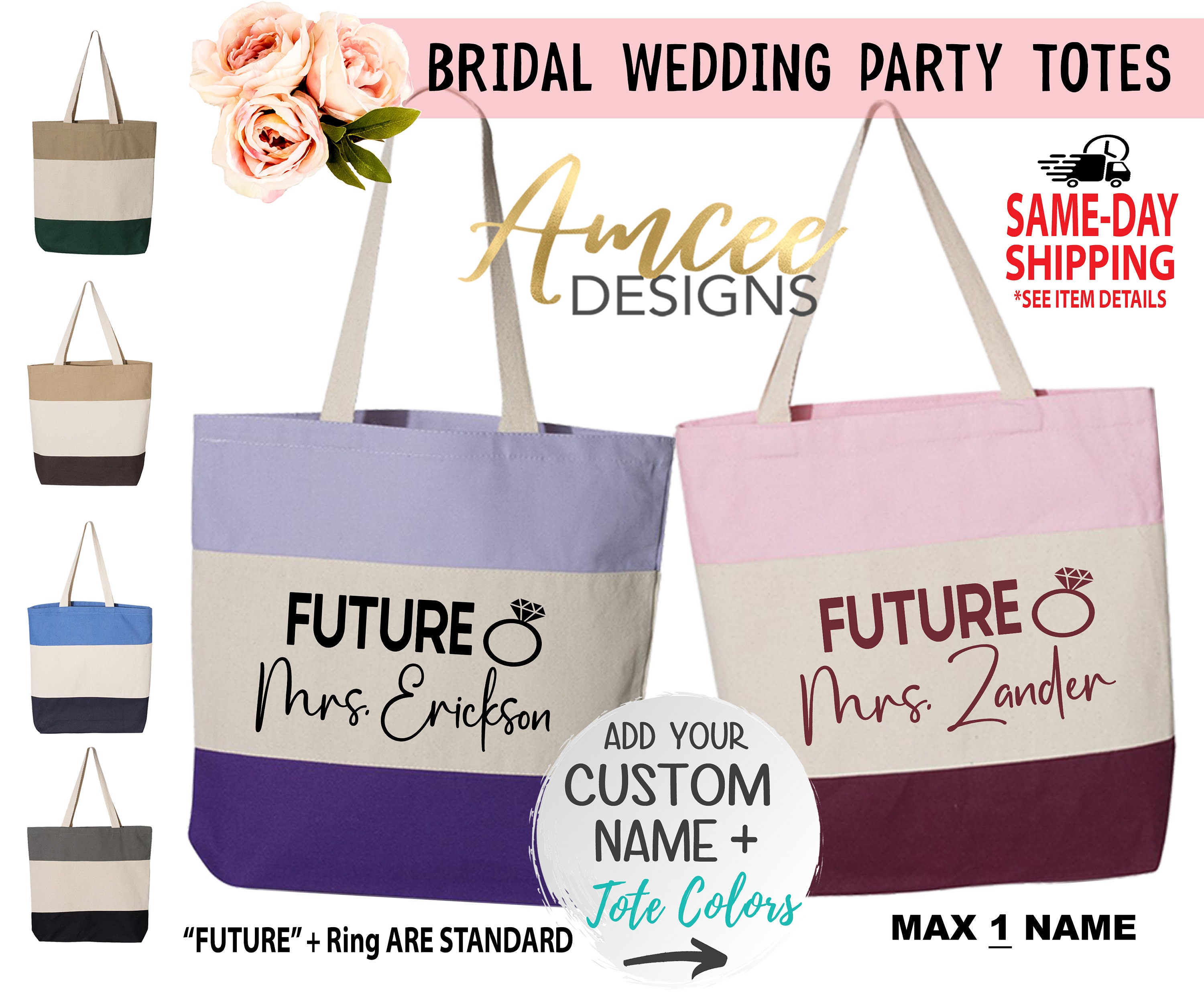 Future Mrs. Canvas Tote Bag with Ring - Personalized Brides