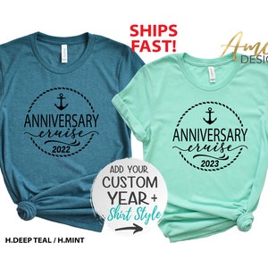 Anniversary Cruise + CUSTOM Year, Cruise Ship shirts, Family Vacation, Sailing Tees, More Styles / Tanks, kids & Unisex Tees XS-4XL