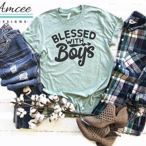 Blessed With Boys Tee / Boy Mom T-Shirt / Thankful Mama of Boys / Mother's Day Gift / Gifts for Mom / Mommy Son / Trendy Unisex Tees XS-4XL