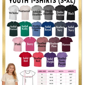a girl's t - shirt with different colors and sizes