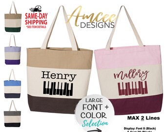 Piano keys (CUSTOM Name) Tote Bag, Listing for ONE tote only 15x15, Piano Lessons, Music bag, Canvas Tote Bags, Custom Tote Bags